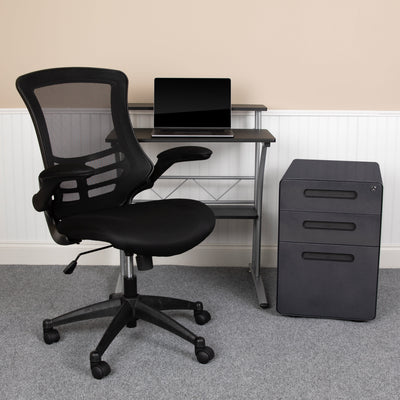 Work From Home Kit - Computer Desk, Ergonomic Mesh Office Chair and Locking Mobile Filing Cabinet with Inset Handles - View 2