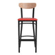 Natural Birch Wood Back/Red Vinyl Seat |#| Commercial Metal Barstool with Vinyl Seat and Wood Boomerang Back-Red/Natural