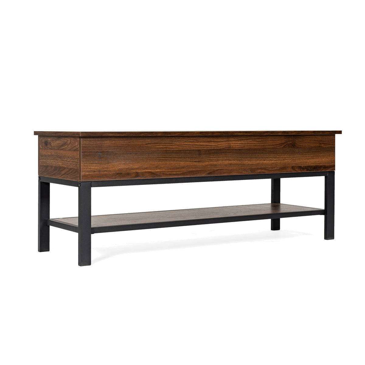 Walnut |#| Farmhouse Entryway Bench with Hinged Lift Top and Storage in Walnut