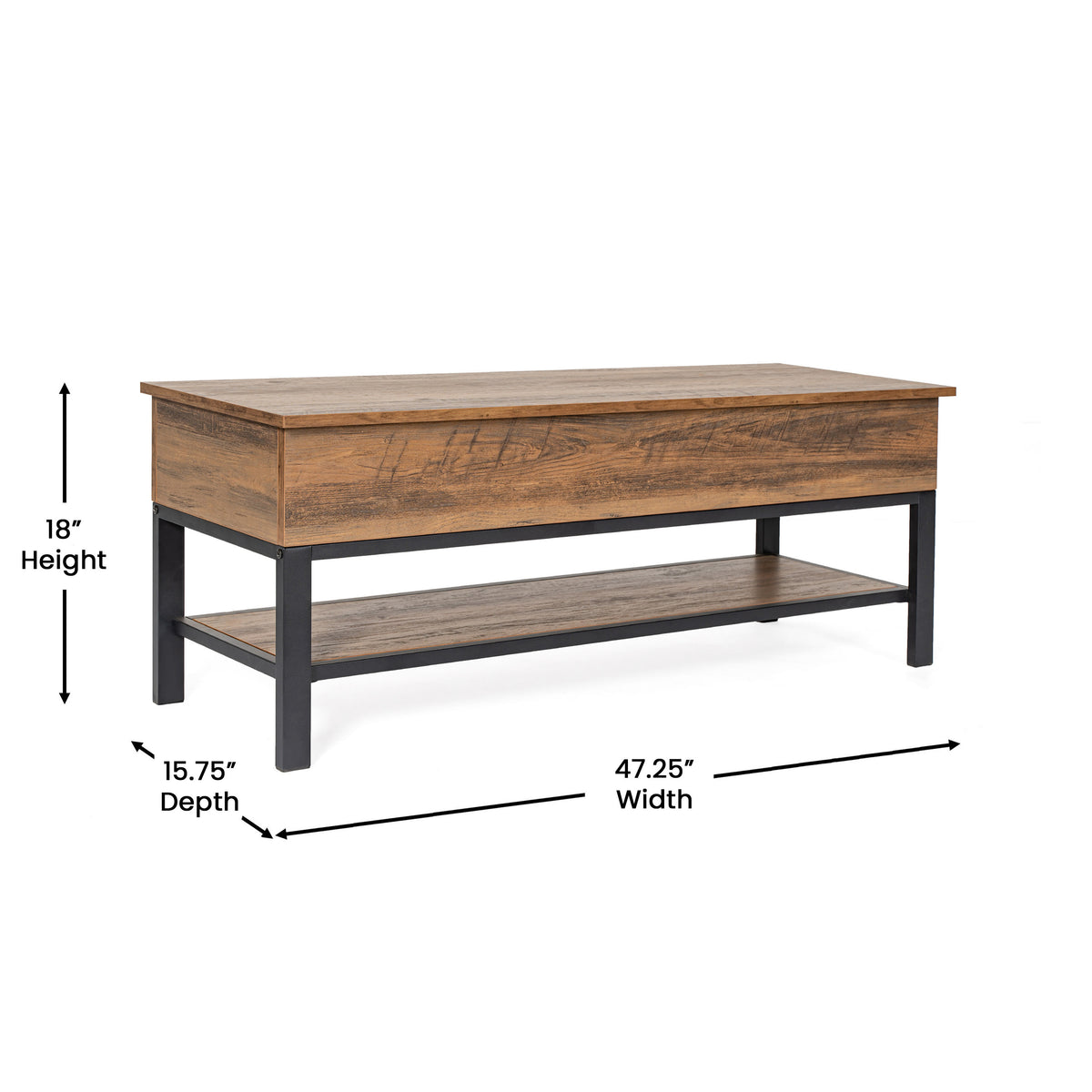 Rustic Oak |#| Farmhouse Entryway Bench with Hinged Lift Top and Storage in Rustic Oak