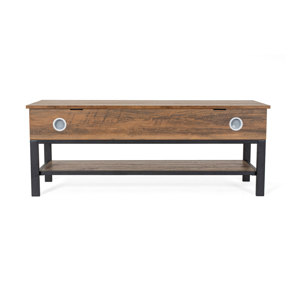 Rustic Oak |#| Farmhouse Entryway Bench with Hinged Lift Top and Storage in Rustic Oak