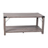 Wyatt Modern Farmhouse Wooden 2 Tier Coffee Table with Metal Corner Accents and Cross Bracing