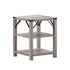 Wyatt Modern Farmhouse Wooden 3 Tier End Table with Metal Corner Accents and Cross Bracing