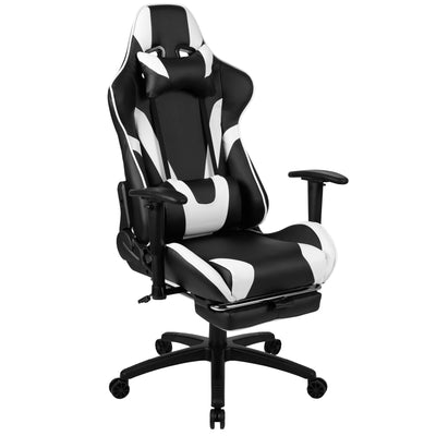 X30 Gaming Chair Racing Office Ergonomic Computer Chair with Fully Reclining Back and Slide-Out Footrest in Red LeatherSoft - View 1