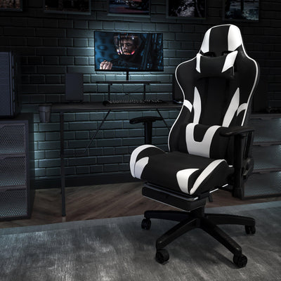 X30 Gaming Chair Racing Office Ergonomic Computer Chair with Fully Reclining Back and Slide-Out Footrest in Red LeatherSoft - View 2