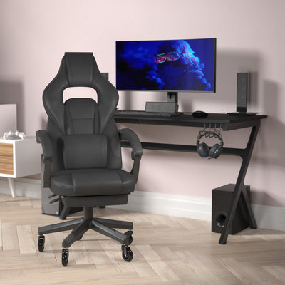 X40 Gaming Chair Racing Computer Chair with Fully Reclining Back/Arms and Transparent Roller Wheels, Slide-Out Footrest - View 2