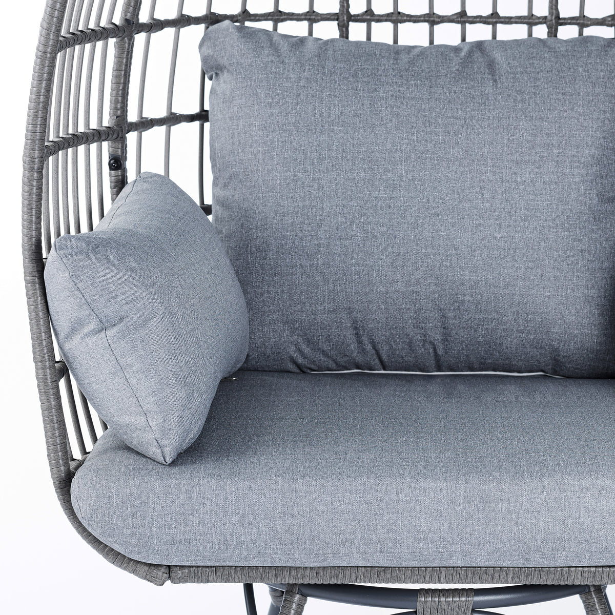 Gray Cushions/Gray Frame |#| Commercial Indoor/Outdoor Wicker Swivel Lounge Chair with 4 Cushions in Gray