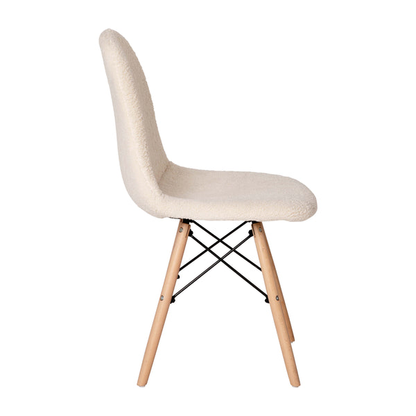 Off-White |#| Armless Off-White Faux Shearling Accent Chair with Modern Wood Legs