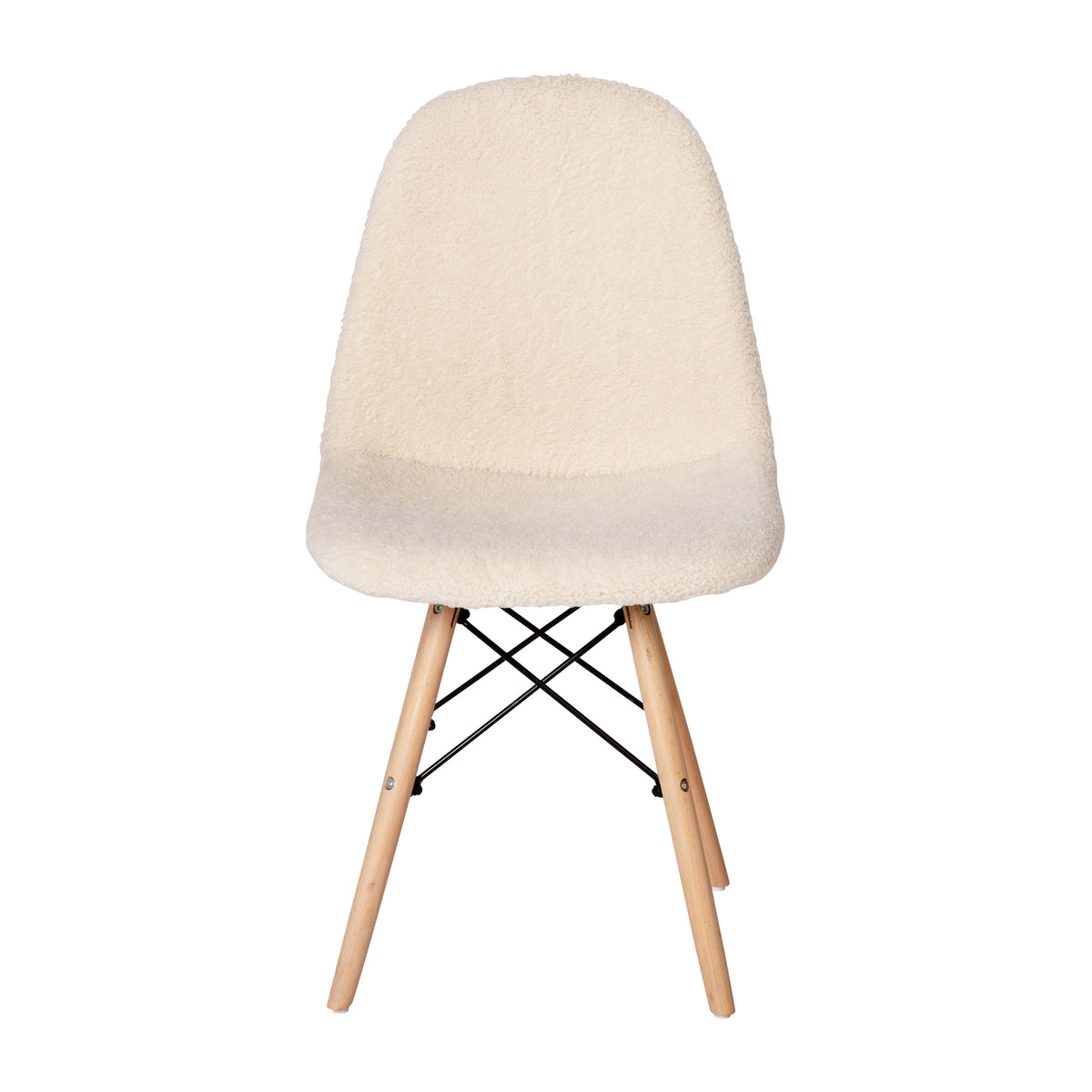 Off-White |#| Armless Off-White Faux Shearling Accent Chair with Modern Wood Legs
