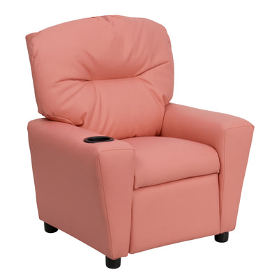pink kids recliner with cupholder