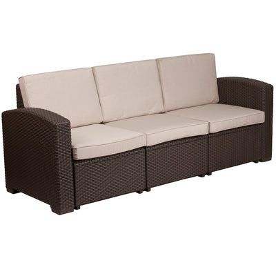 black rattan patio sofa