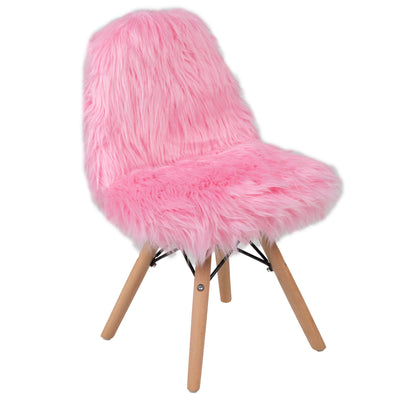 pink furry kids chair
