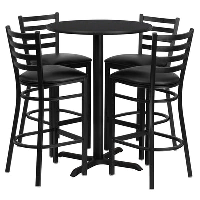 black bar table with ladderback chairs