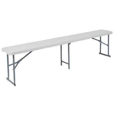 white plastic folding bench