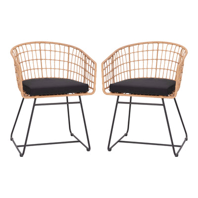 rope rattan patio chairs with black seat
