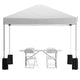 White |#| 10' x 10' White Pop Up Canopy Tent and 6 Ft. Bi-Fold Table with Wheeled Case