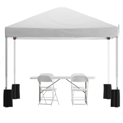 10'x10' Pop Up Canopy Tent with Wheeled Case and 6-Foot Bi-Fold Folding Table with Carrying Handle - Tailgate Tent Set - View 1
