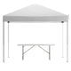 White |#| 10' x 10' White Pop Up Canopy Tent and 6 Ft. Bi-Fold Table with Carrying Handle