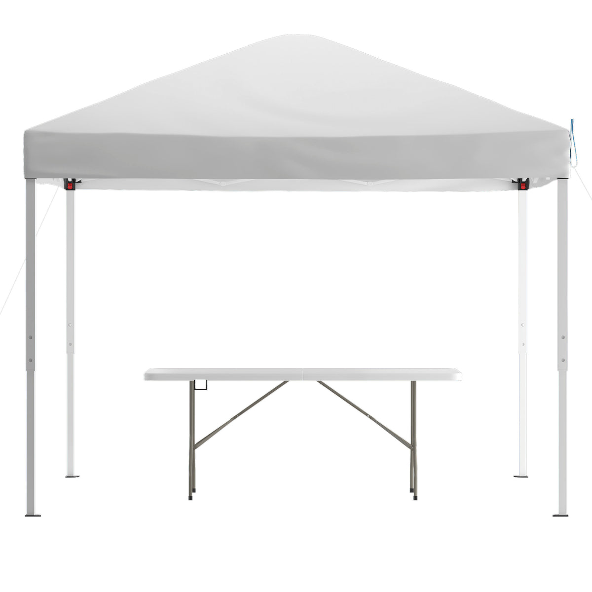White |#| 10' x 10' White Pop Up Canopy Tent and 6 Ft. Bi-Fold Table with Carrying Handle