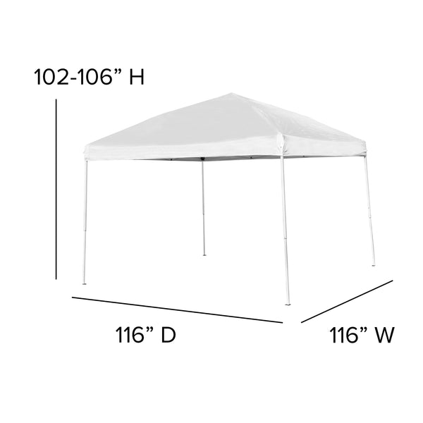 White |#| 10' x 10' White Pop Up Canopy Tent and 6 Ft. Bi-Fold Table with Carrying Handle