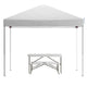 White |#| 10' x 10' White Pop Up Canopy with Carry Bag and Folding Table with Benches Set