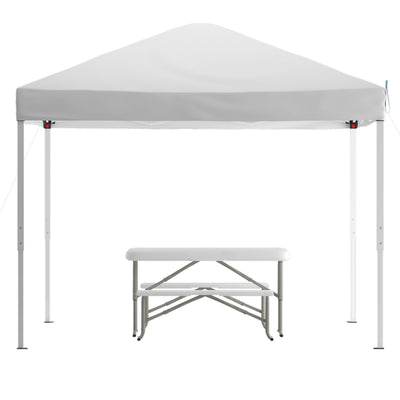 10'x10' Pop Up Event Canopy Tent with Carry Bag and Folding Bench Set - Portable Tailgate, Camping, Event Set - View 1