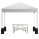 White |#| 10' x 10' White Pop Up Canopy - Wheeled Case - Folding Table with Benches Set