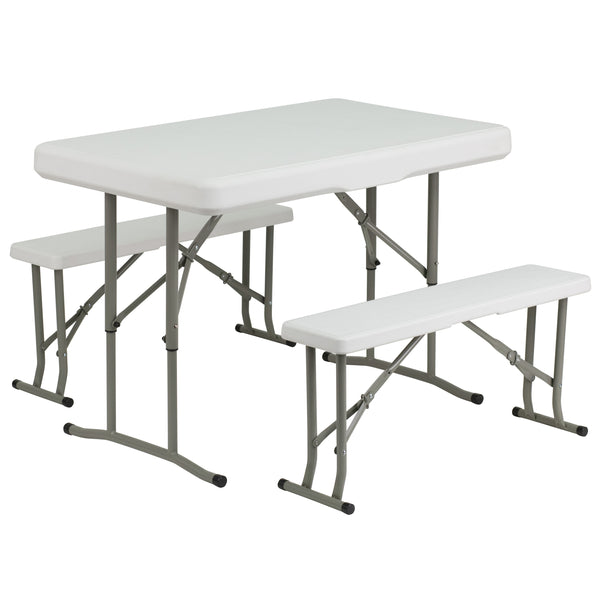 Blue |#| 10' x 10' Blue Pop Up Canopy - Wheeled Case - Folding Table with Benches Set