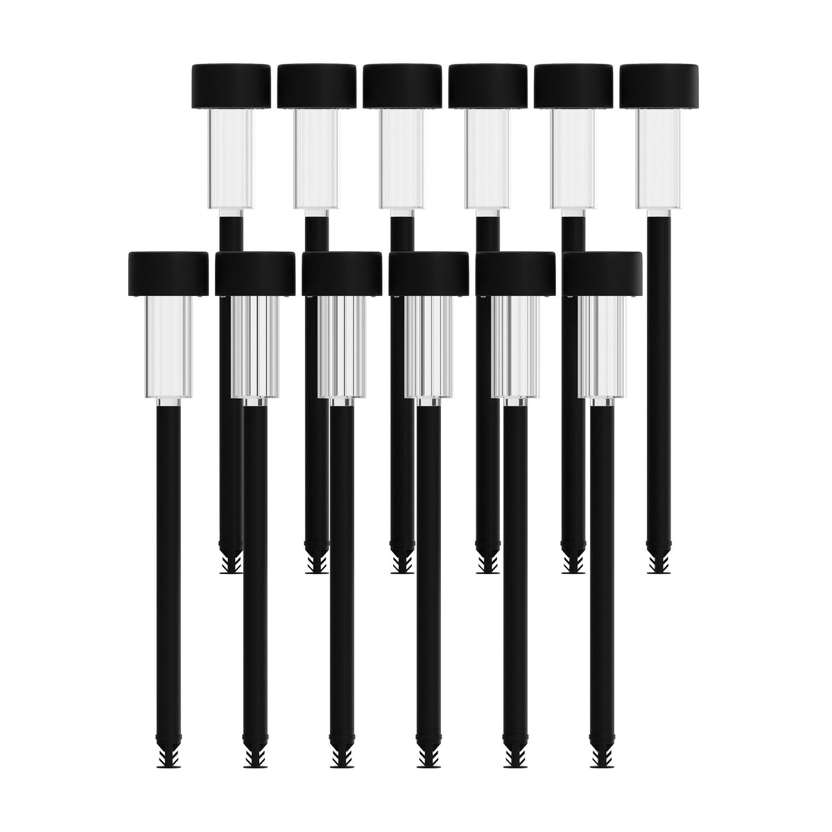 Black |#| All-Weather Solar Powered Black LED Landscaping Lights - Set of 12
