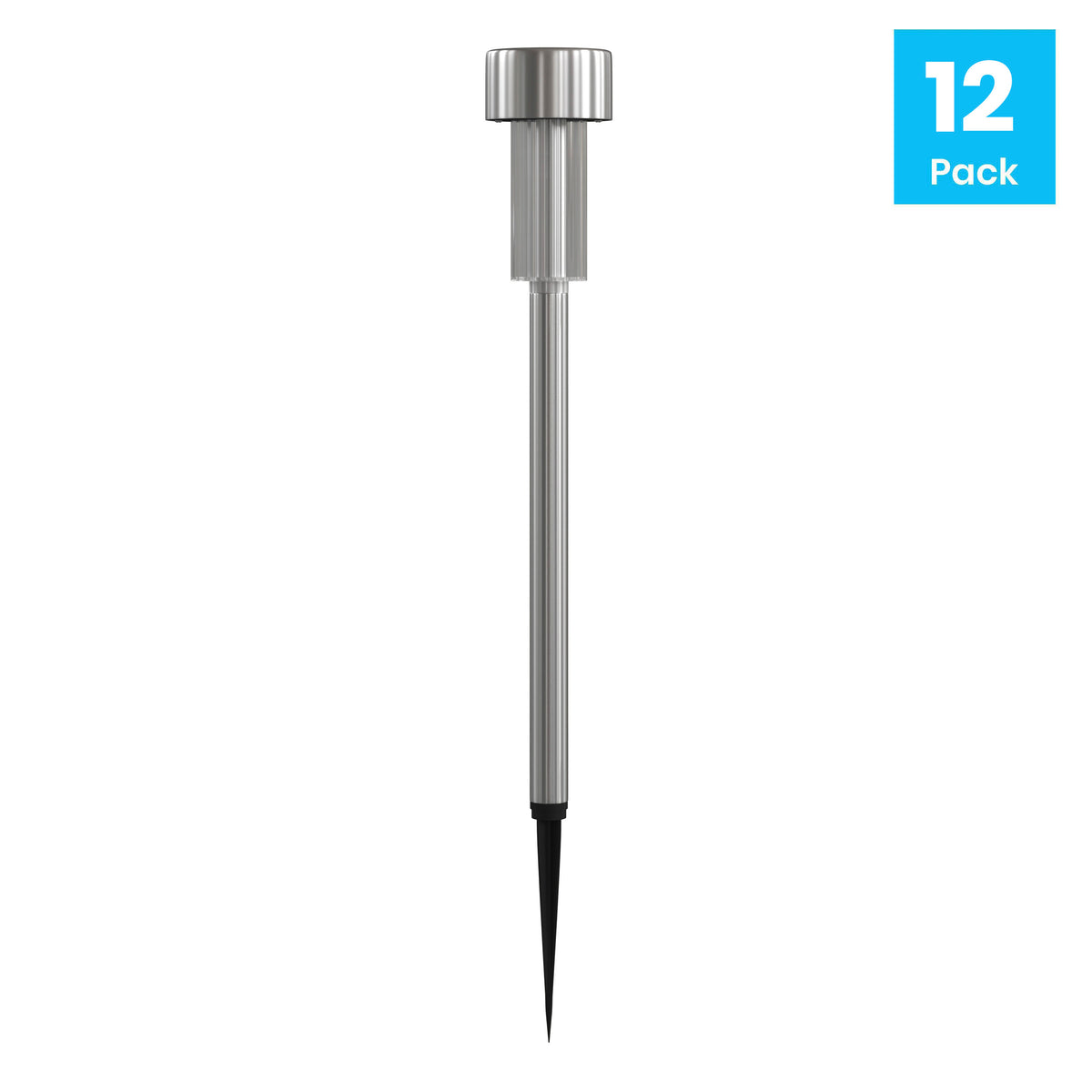 Stainless Steel |#| All-Weather Solar Powered Stainless Steel LED Landscaping Lights - Set of 12