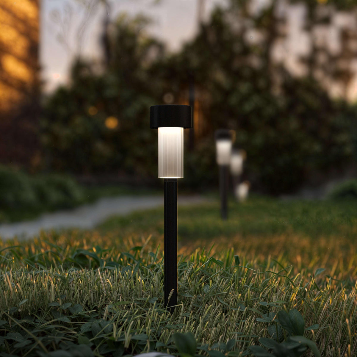 Black |#| All-Weather Solar Powered Black LED Landscaping Lights - Set of 12