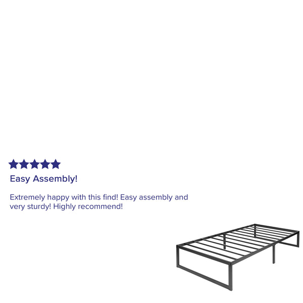 Twin |#| 14 Inch Twin Metal Platform Bed Frame/Steel Slat Support/No Box Spring Needed