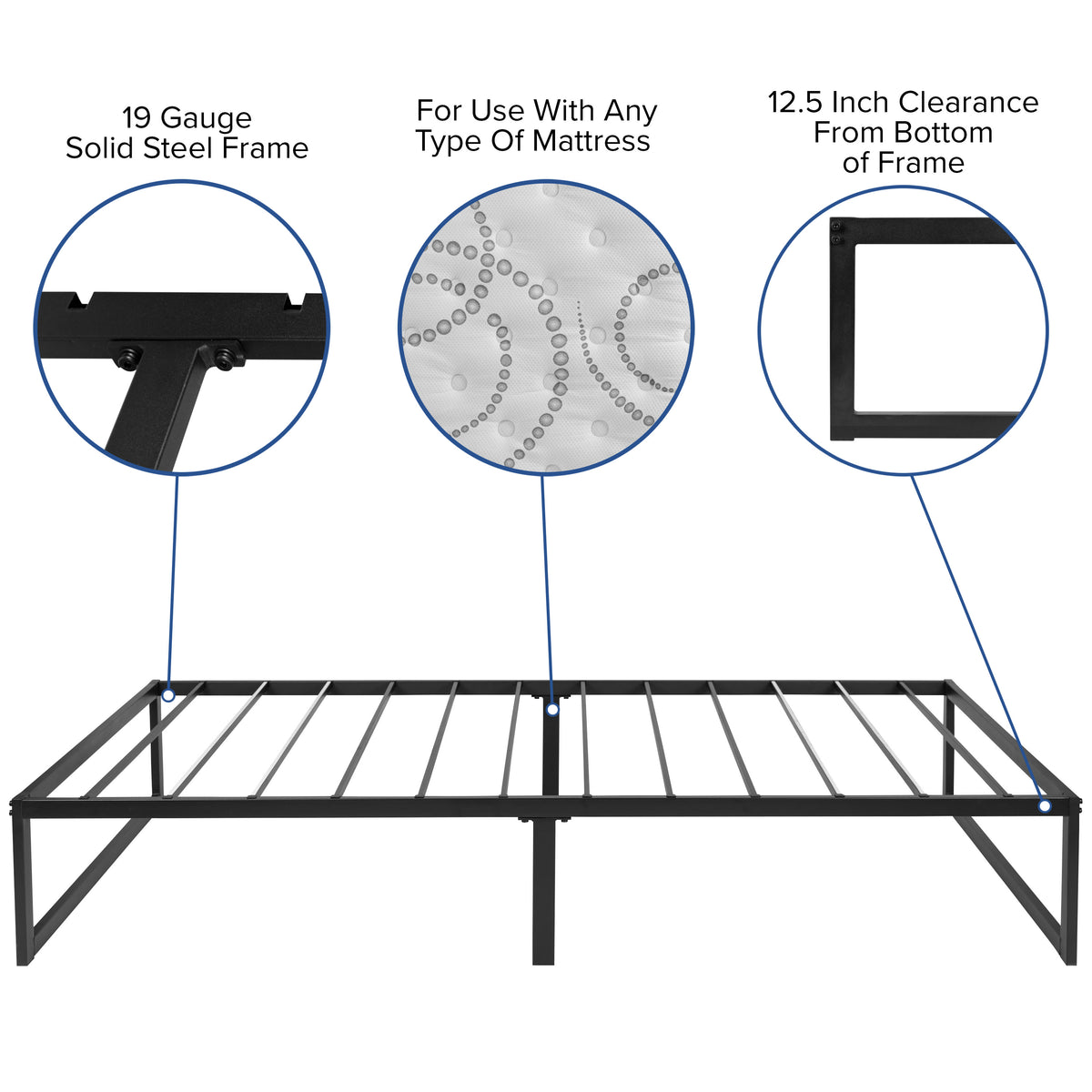 Twin |#| 14 Inch Twin Metal Platform Bed Frame/Steel Slat Support/No Box Spring Needed