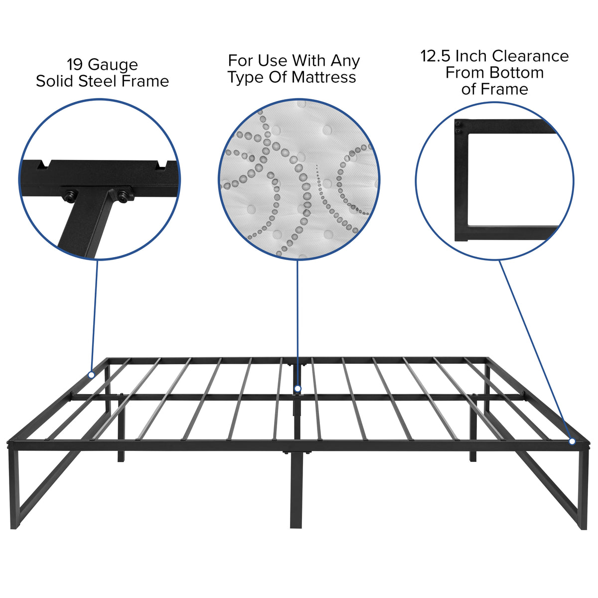 Full |#| 14 Inch full Metal Platform Bed Frame/Steel Slat Support/No Box Spring Needed