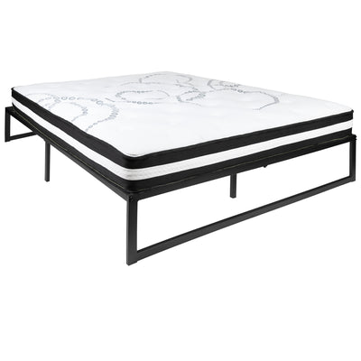 14 Inch Metal Platform Bed Frame with 10 Inch Pocket Spring Mattress in a Box (No Box Spring Required)
