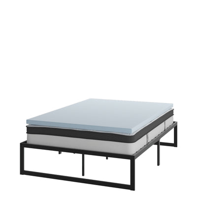 14 Inch Metal Platform Bed Frame with 10 Inch Pocket Spring Mattress in a Box and 2 Inch Cool Gel Memory Foam Topper - View 1