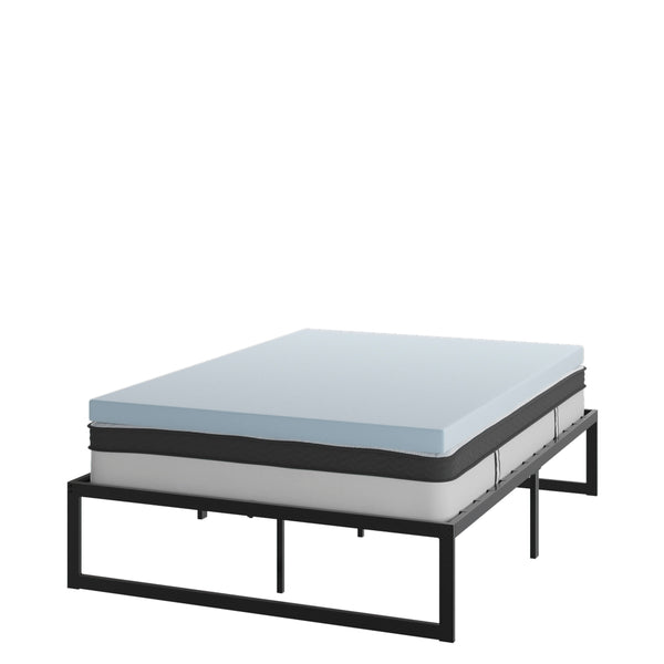 Full |#| 14inch Full Platform Bed Frame; 10inch Pocket Spring Mattress & 3inch Memory Foam Topper