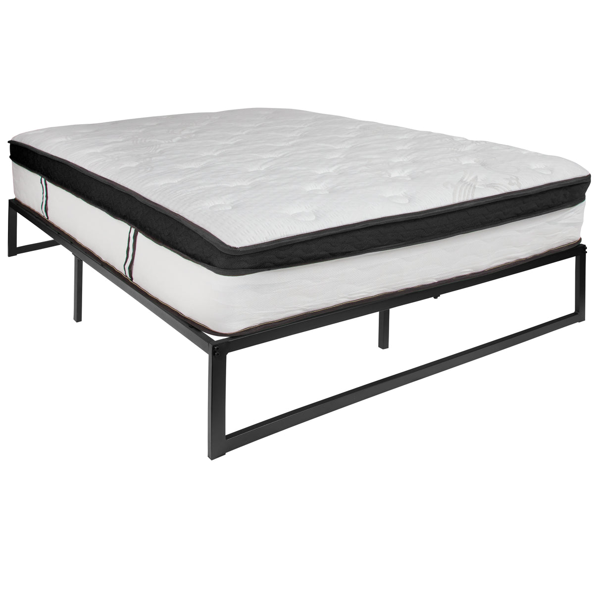 Queen |#| 14inch Queen Platform Bed Frame & 10inch Mattress in a Box - No Box Spring Required