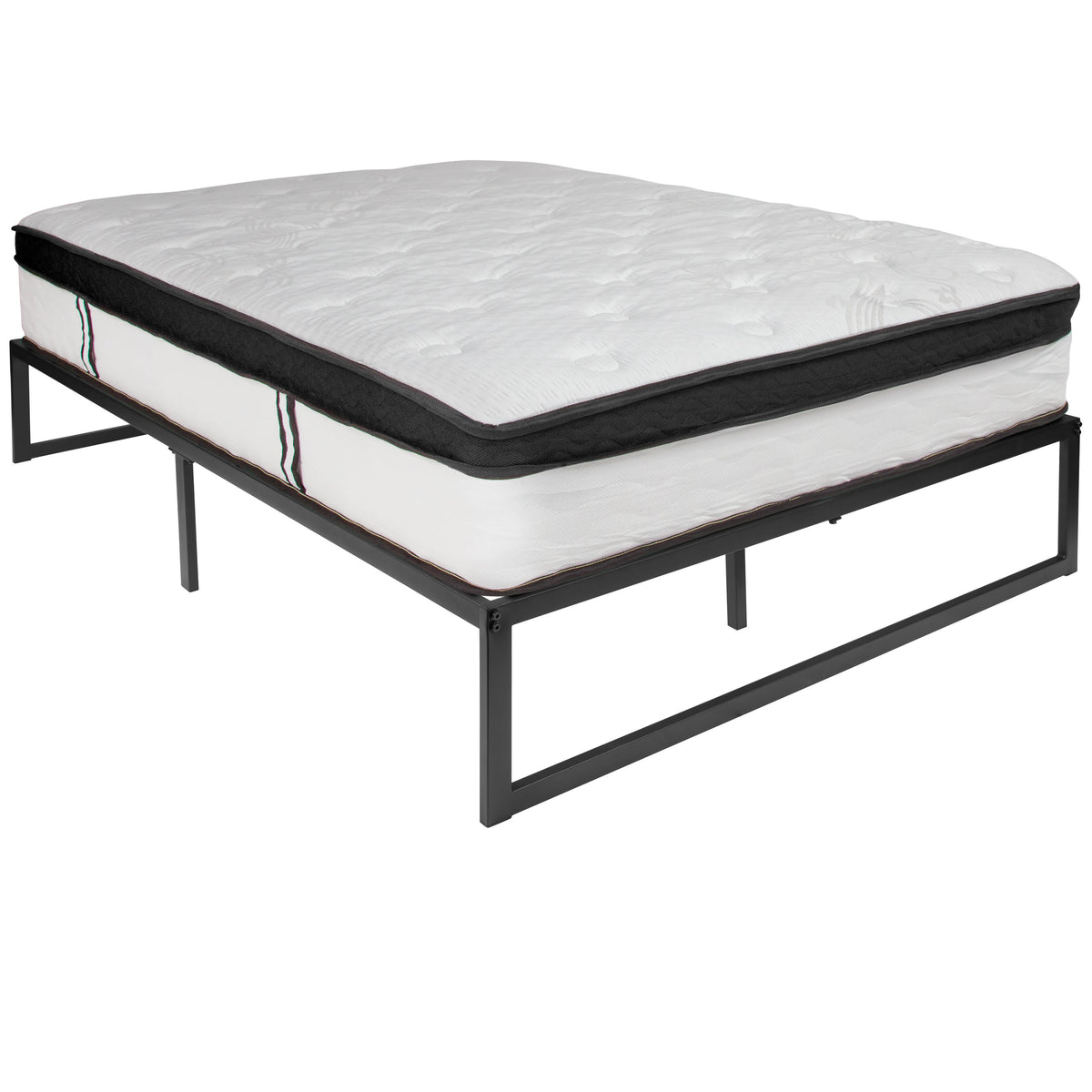 Full |#| 14inch Full Platform Bed Frame & 10inch Mattress in a Box - No Box Spring Required