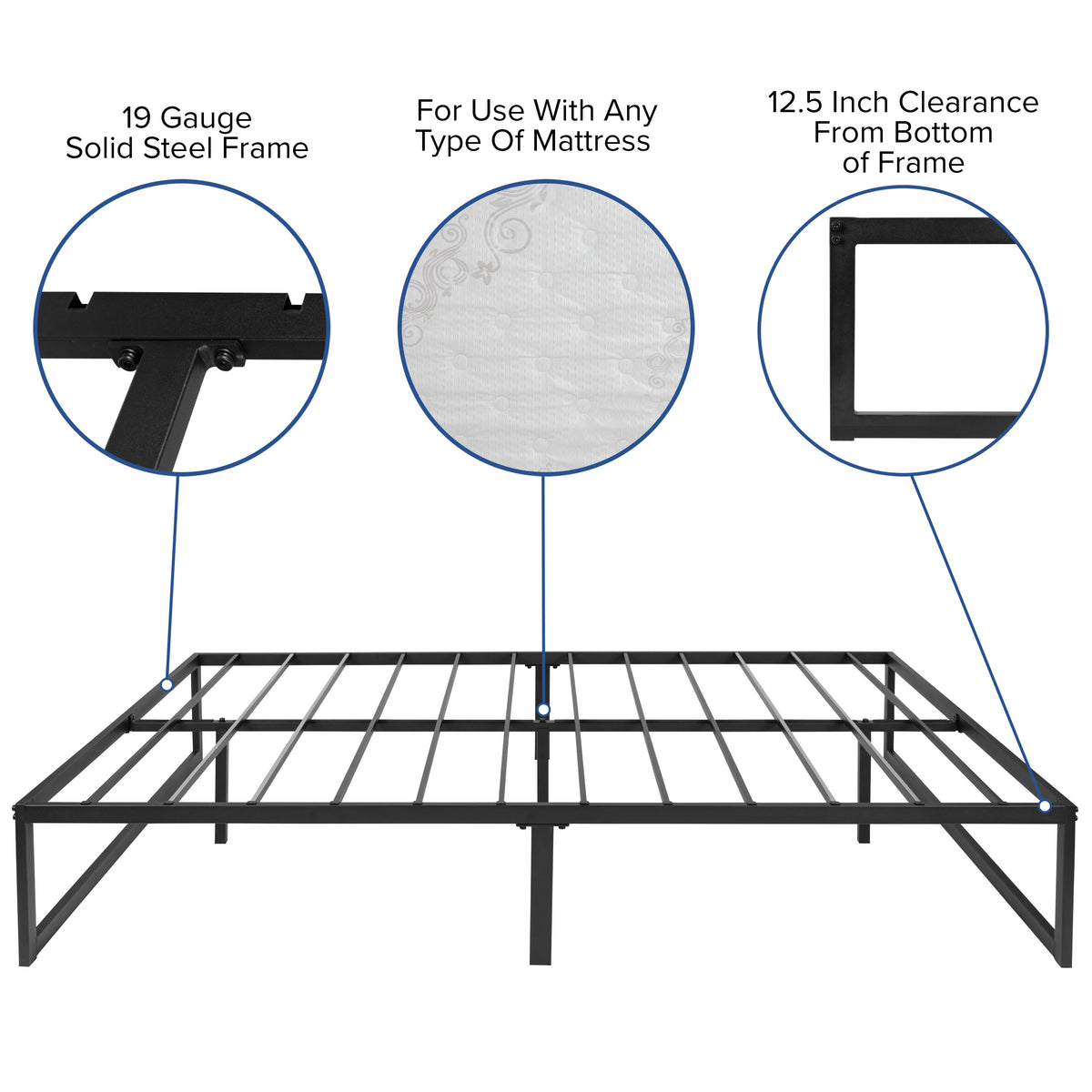 Full |#| 14inch Full Platform Bed Frame & 10inch Mattress in a Box - No Box Spring Required