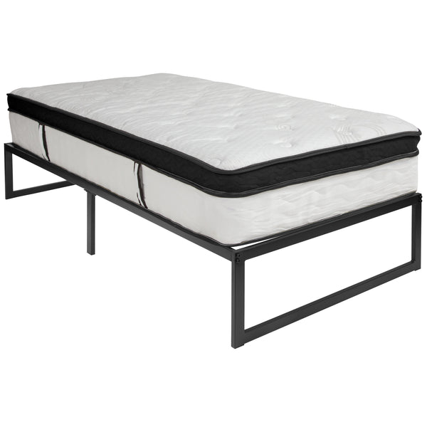 Twin |#| 14inch Twin Platform Bed Frame & 10inch Mattress in a Box - No Box Spring Required