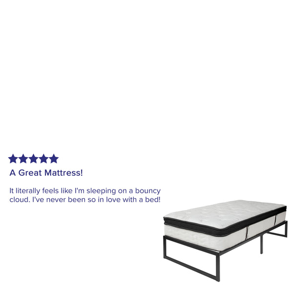 Twin |#| 14inch Twin Platform Bed Frame & 10inch Mattress in a Box - No Box Spring Required