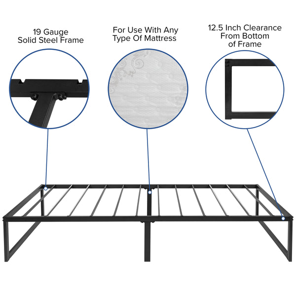 Twin |#| 14inch Twin Platform Bed Frame & 10inch Mattress in a Box - No Box Spring Required