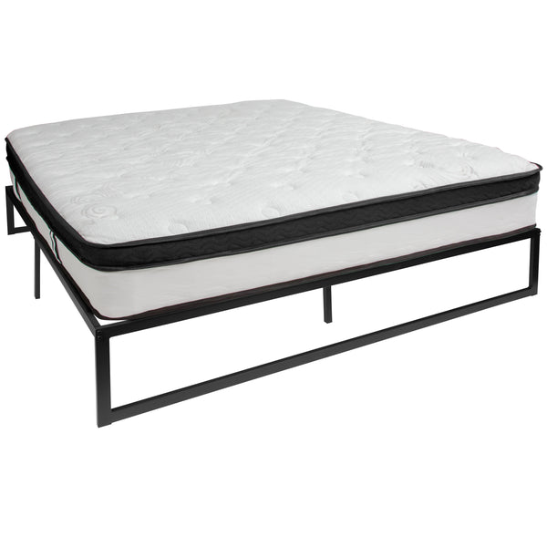King |#| 14inch King Platform Bed Frame & 10inch Mattress in a Box - No Box Spring Required
