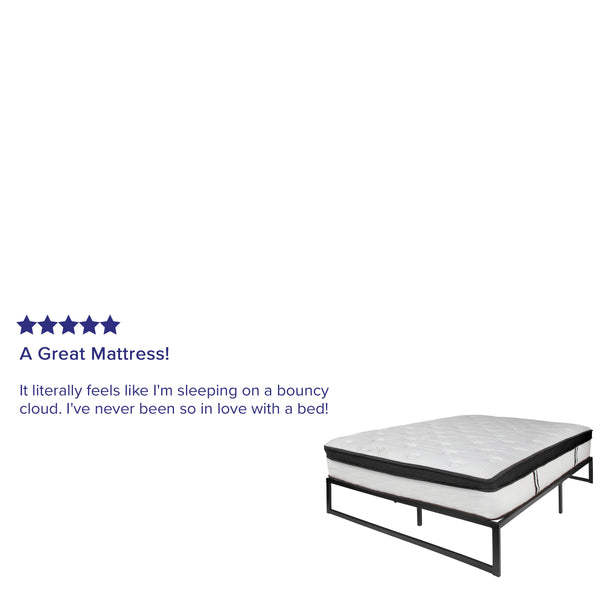 Queen |#| 14inch Queen Platform Bed Frame & 10inch Mattress in a Box - No Box Spring Required