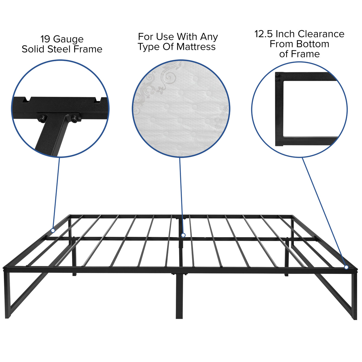 Queen |#| 14inch Queen Platform Bed Frame & 10inch Mattress in a Box - No Box Spring Required