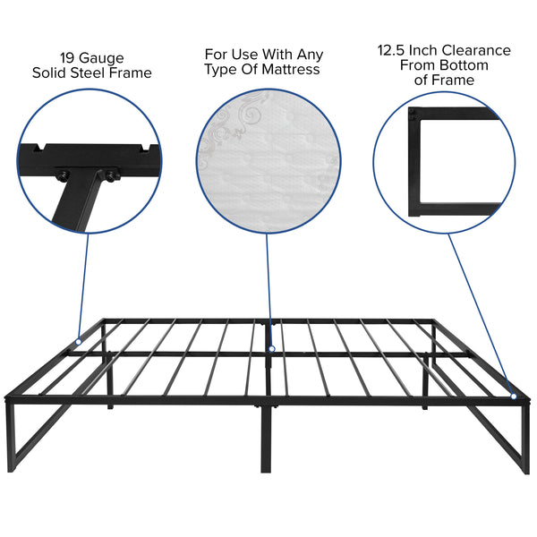 Queen |#| 14inch Queen Platform Bed Frame & 10inch Mattress in a Box - No Box Spring Required