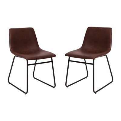 18 Inch Commercial Grade Dining Table Height Chair, Mid-Back Sled Base Dining Chair in LeatherSoft Upholstery, Set of 2 - View 1