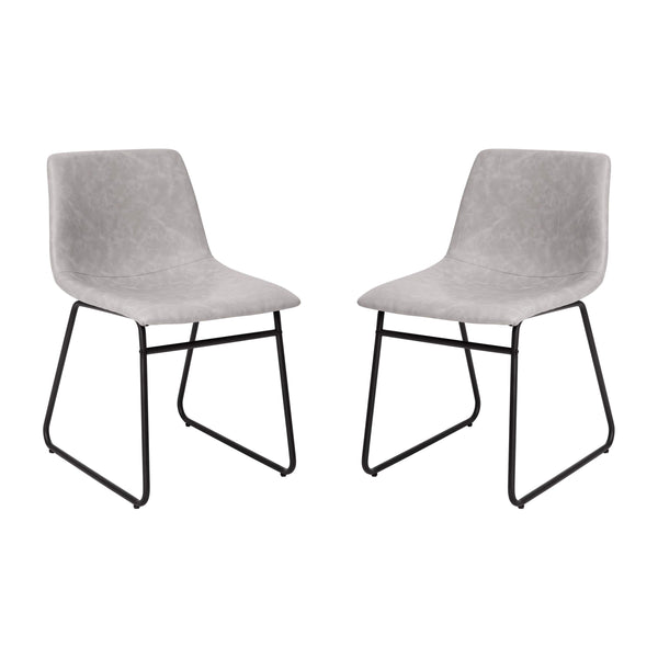 Light Gray LeatherSoft/Black Frame |#| 18 Inch Indoor Dining Table Chairs, Light Gray LeatherSoft/Black Frame-Set of 2