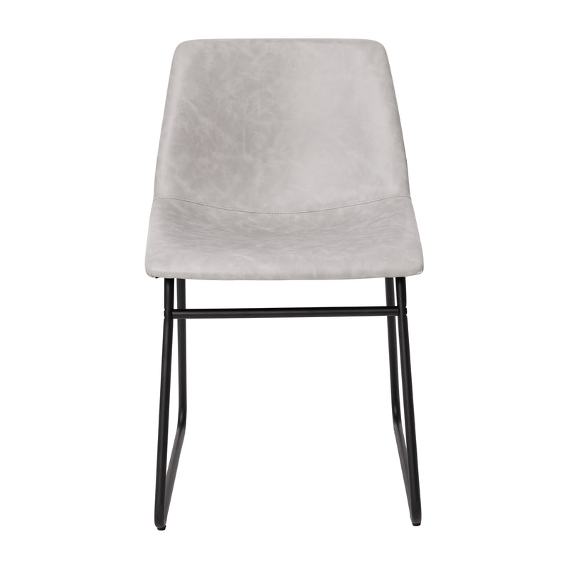 Light Gray LeatherSoft/Black Frame |#| 18 Inch Indoor Dining Table Chairs, Light Gray LeatherSoft/Black Frame-Set of 2
